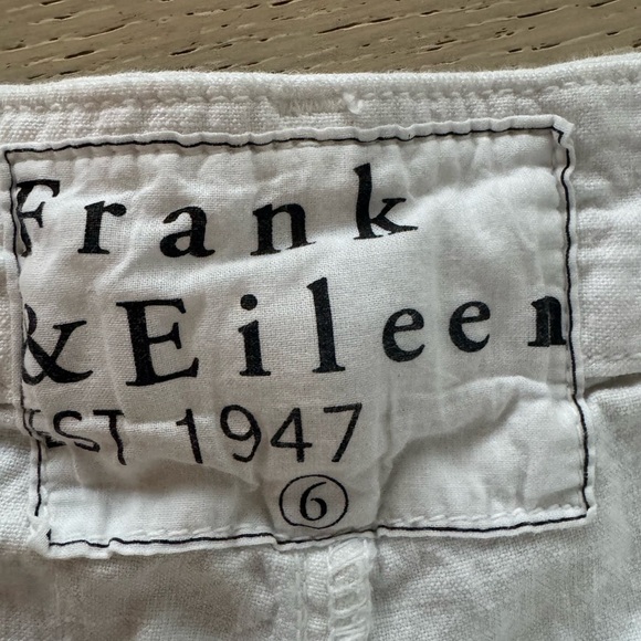 FRANK & EILEEN Kinsale The Italian Crop Pants in White Size 6 linen blend - Picture 8 of 9